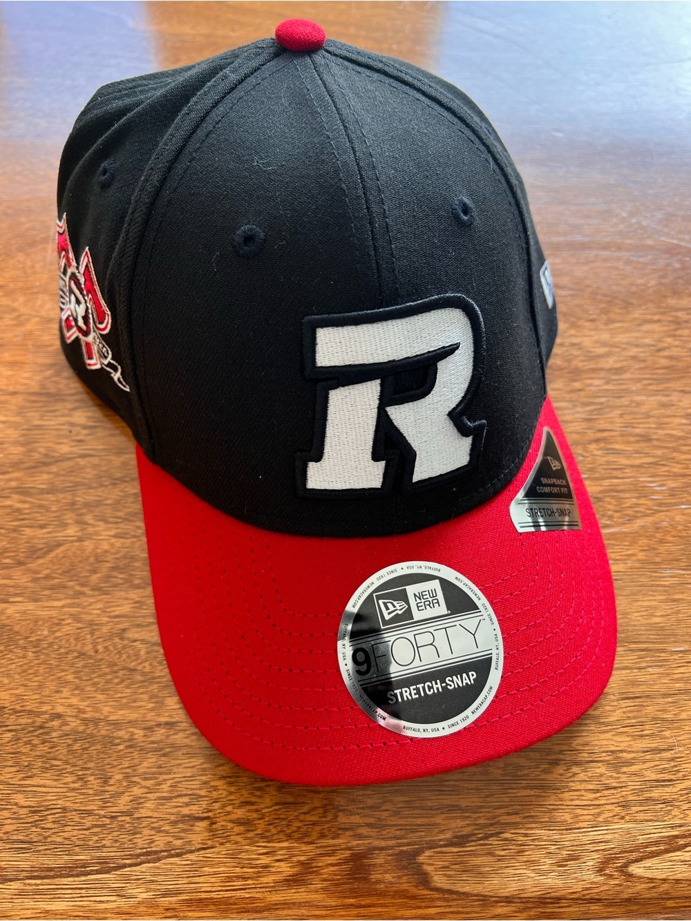 New Era Red and Black 9FORTY Stretch-Snap Hat with R Logo